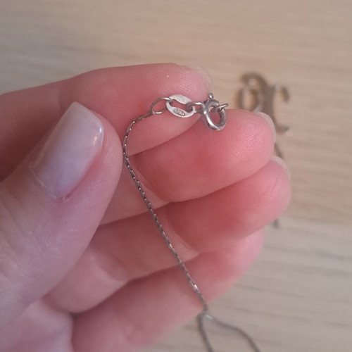 Silver necklace 925 with monogram X and zircon, like new