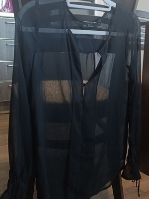 Zara transparent blouse, chiffon, black, size S