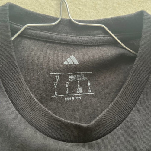 Adidas t shirt new, medium fits large, black and blue