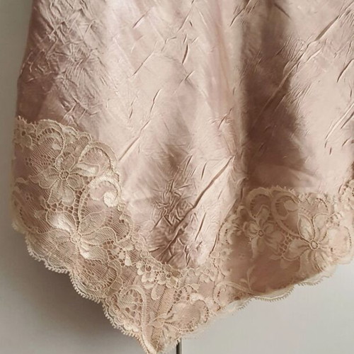 Satin top with lace like new, beige, size S