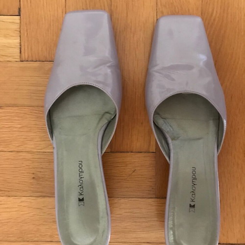 Kalogirou purple leather mules refurbished, size 38.5