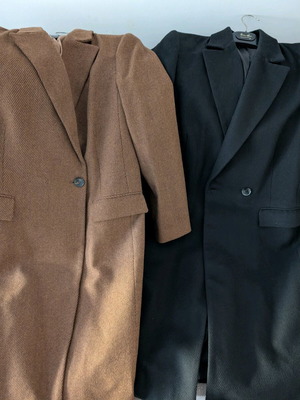 Sisley long coat like new, black and camel brown, size 44