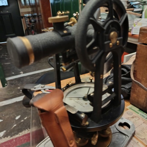 Topographic Surveying Instruments like new, 1936 set with tripod and plummet