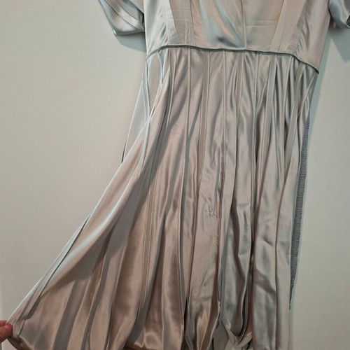BCBG Max Azria Runway satin dress size L like new, silver
