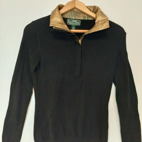Ralph Lauren knitted men's quarter zip up pullover Small like new, black and gold