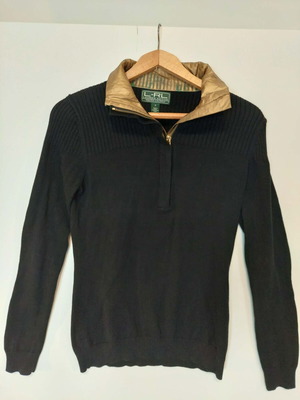 Ralph Lauren knitted men's quarter zip up pullover Small like new, black and gold