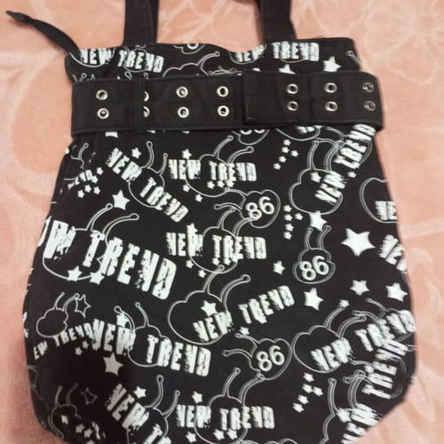 Canvas shoulder bag used, black and white