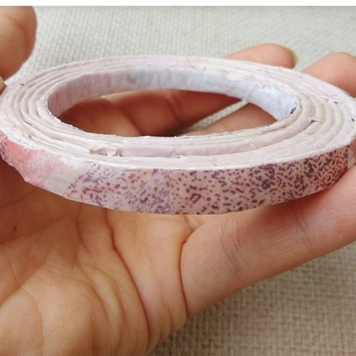 Pink open bangle bracelet made of paper new, handmade