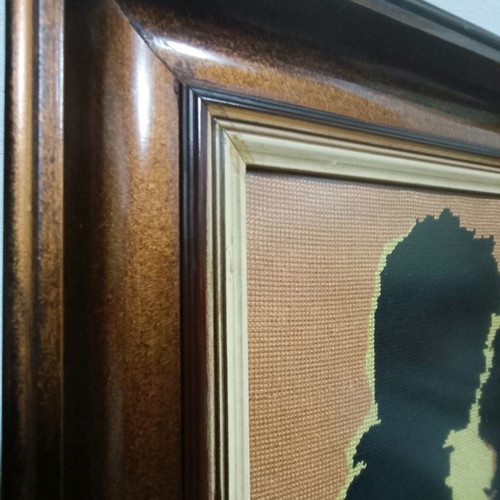 Framed handmade embroidery used
