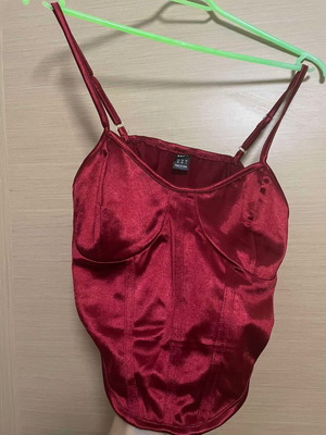Shein red satin corset top like new size M