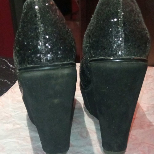 Migato platforms new, black with glitter and velvet, size 39