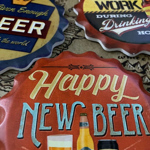 Beer bottle cap coasters like new, set of 3 pieces