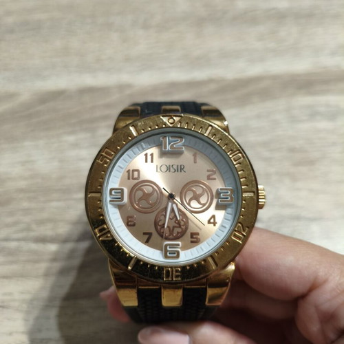 Loisir women's watch gold with black strap like new
