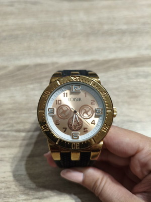 Loisir women's watch gold with black strap like new