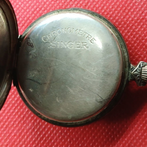 Singer Chronometre Silver Swiss Pocket Watch used, 1930s