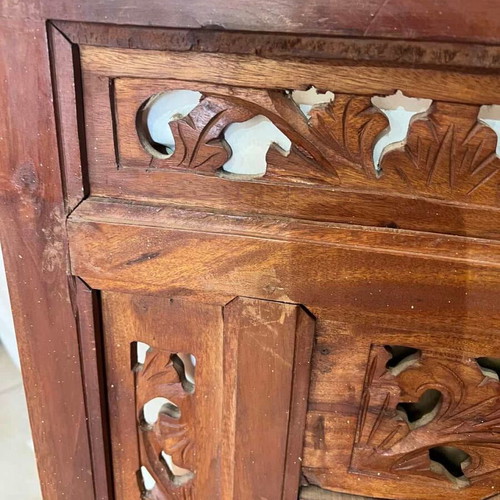 Vintage wooden carved mirror with opening doors 89.5x79.5 used