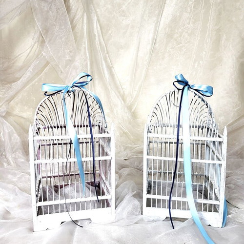 Set of 2 Wooden Decorative Shabby Chic Birdcages like new