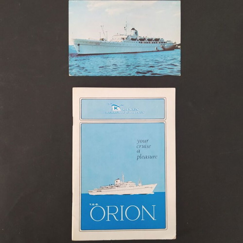 K-LINES TSS Orion brochure and postcard 1970s