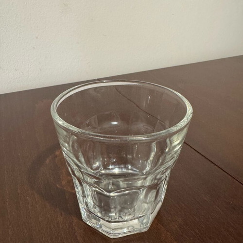 CR lowball cognac glasses like new with carved design