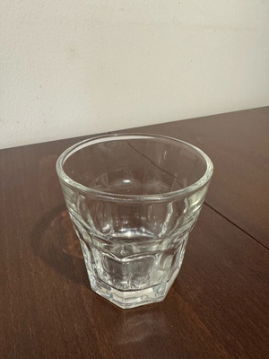 CR lowball cognac glasses like new with carved design