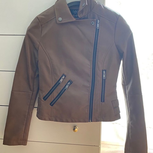 Leather jacket new, brown, size XS
