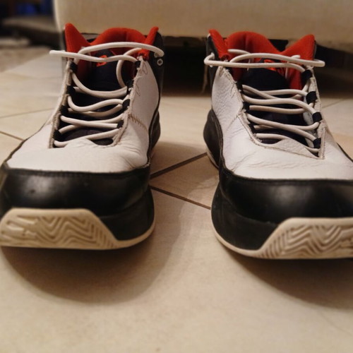 Air Jordan athletic shoes size 45 used for basketball and gym