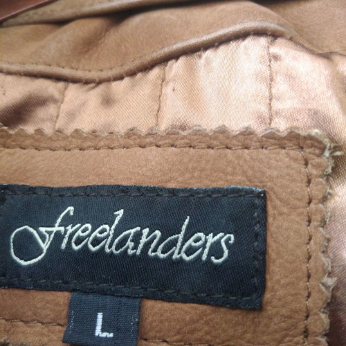 Freeland men's leather jacket used, beige, size L-XL