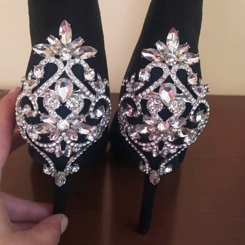 Booties with rhinestones new, size 38, black