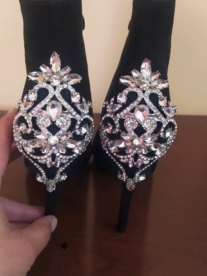 Booties with rhinestones new, size 38, black