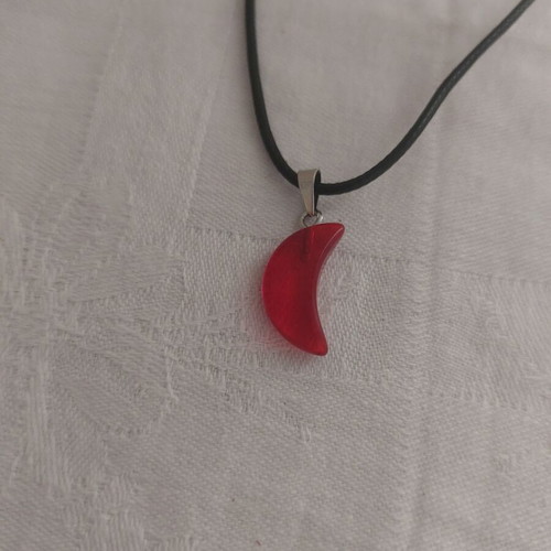 PU leather necklace like new, black and red, 45 cm + 5 cm extension