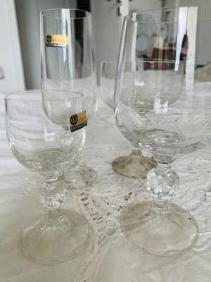 Κρυστάλλινα ποτήρια Bohemia Crystal σειρά Claudia καινούργια, αυθεντικά vintage