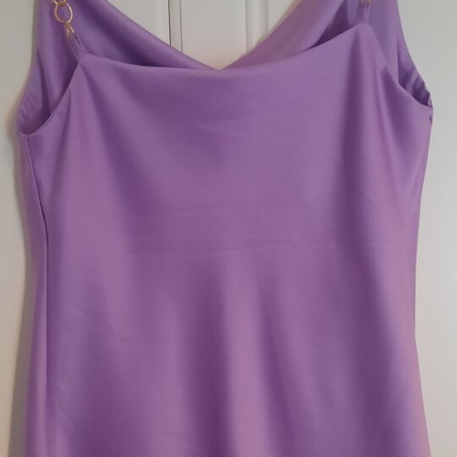 Satin top and high-waisted palazzo pants set made in Italy, like new, purple lilac