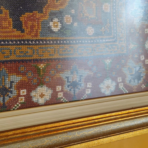 Handmade framed embroidery 43x87 cm used