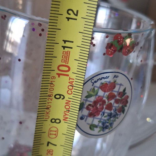 Double-Walled Glass Cups with Glitter Strawberries and Lemons, 320 ml, set of 2