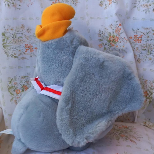 Vintage Dumbo Disney plush elephant 27cm like new, gray with pink ears