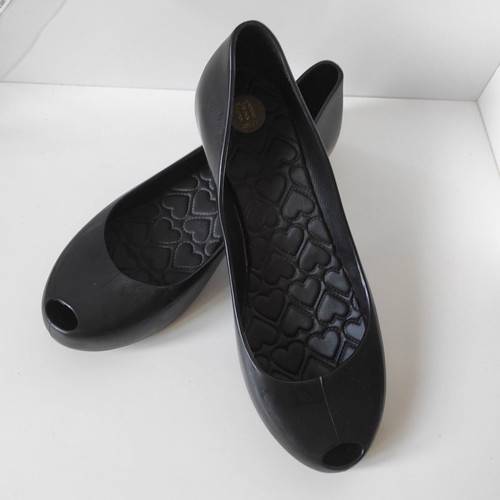 Melissa peep toe ballet flats, black, size 40