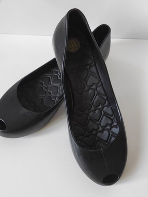 Melissa peep toe ballet flats, black, size 40