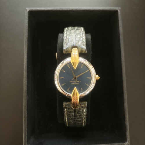 Longines Rodolphe women's watch 34mm NOS navy blue dial leather