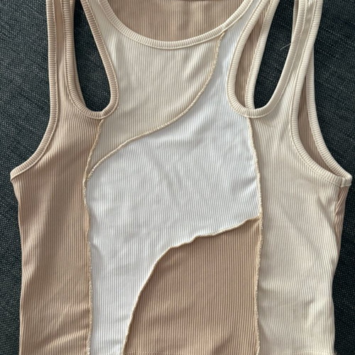 Shein top small, beige and white