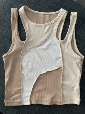 Shein top small, beige and white