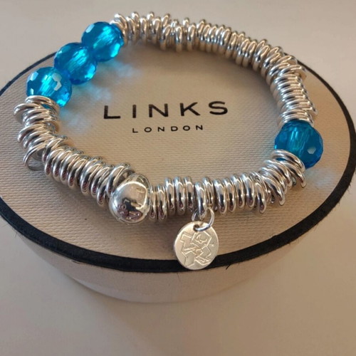 Links of London Sweetie Bracelet with Blue Crystals, Sterling Silver