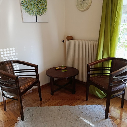 Antique dining set with round table and chairs used