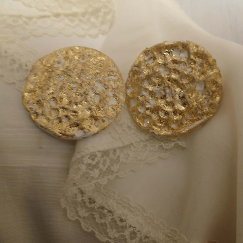 Handmade earrings new, white with gold leaf accents