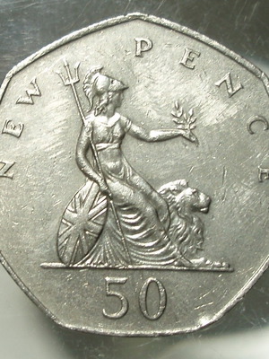 50 Pence coin United Kingdom used, 1980