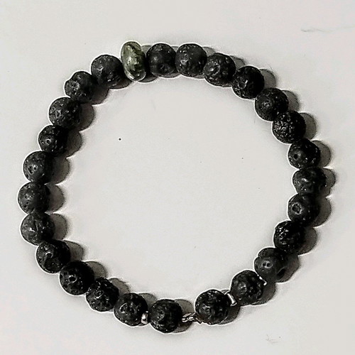 Lava bracelet with seraphinite used, elastic