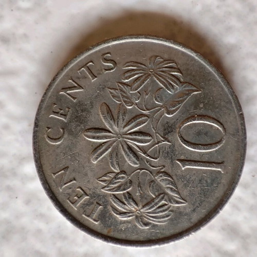 Singapore 10 cents coin used, very good condition