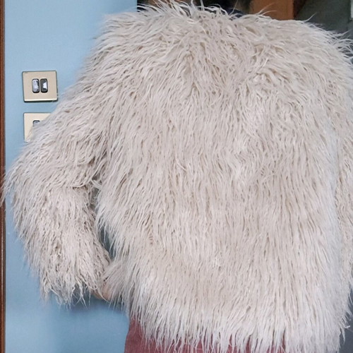 Zara Basic Shaggy Faux Fur Jacket like new, beige