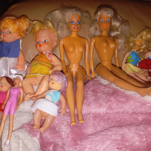 Retro dolls and babies used, lot from 80s and 90s