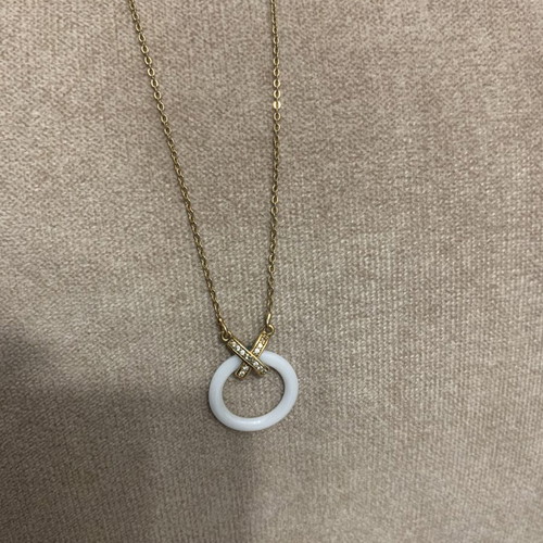 Anna Maria Mazaraki pendant like new, gold plated silver 925 with white ceramic and zircon