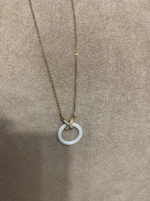 Anna Maria Mazaraki pendant like new, gold plated silver 925 with white ceramic and zircon